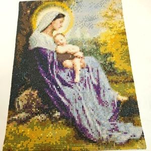 Diamond Art Madonna and Child Finished Ready to Frame 10" x 14"